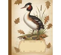 Birdy Chic - Vintage style composition notebook with great crested grebe on the cover - aesthetic for ornithology & nature lovers - Ideal for School, ... • Glossy cover with stylish bird design