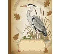 Birdy Chic - Vintage style composition notebook with grey heron on the cover - aesthetic for ornithology & nature lovers - Ideal for School, College ... • Glossy cover with stylish bird design