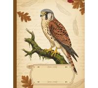 Birdy Chic - Vintage style composition notebook with kestrel on the cover - aesthetic for ornithology & nature lovers - Ideal for School, College or ... • Glossy cover with stylish bird design