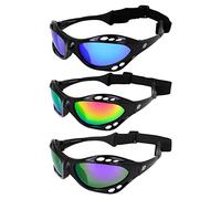 Birdz Seahawk - 3 pares de Gafas de Sol Polarizadas Acolchadas con Correa, Deportes Acuáticos, Surf, Kayak, Jetski, Marco Negro con Lentes de Espejo Azul, Rosa y Morado