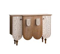 birene Aparador de Madera Maciza, Mueble de Almacenamiento Vintage Tallado a Mano for Sala de Estar