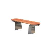 birene Banco de Exterior, Banco de Parque de Acero Inoxidable, for Exteriores, for 2 Personas, con Asiento de Madera Resistente a la Intemperie Banco de Patio