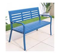 birene Banco de Exterior, Banco de Parque de Aluminio Fundido - Banco de jardín con Respaldo for Exteriores, Ideal for Patio y jardín Banco de Patio(Blue)