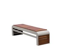 birene Banco de Exterior, Banco de Parque Exterior de Madera Maciza, Asiento de jardín de Acero Inoxidable for Patio y césped. Banco de Patio(180cm)