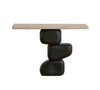 birene Consola de Madera Maciza, Mesa Estrecha for sofá de Entrada Estilo Piedra Negra