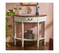 birene Consola de Media Luna con cajones y Estante for Sala de Estar(White)