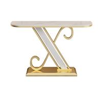 birene Consola Moderna con Estructura de Metal y Tablero de imitación mármol for Entrada.(Gold,M)
