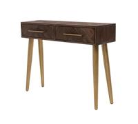 birene Consola Moderna de Mediados de Siglo, Mesa de Entrada de Madera Maciza con Dos cajones