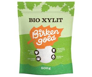 Birkengold xilitol ecológico, bolsa de 500 g | procedente de la agricultura ecológica | 40% menos calorías | agradable para los dientes | ideal para cocinar y hornear | índice glucémico de 11