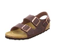 Birkenstock Milano - Sandalias de dedo con correa en el tobillo de piel natural unisex, Marrón, 42 (estrecho)