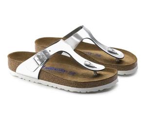 Birkenstock 1003674 Gizeh SFB metallic silver, Natural Leather Mujer Silver EU 37