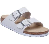 BIRKENSTOCK Arizona Nl Cuero 2 Tira Sandalias Mujer En Blanco UK 2-12
