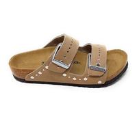 Birkenstock Arizona Rivet Border 1031708 - Zapatillas de goma EVA de corcho y piel, Gris Soft Birki Gray Taupe, 36 EU Stretta