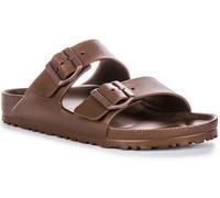 Birkenstock AZ Slide Hebilla Sandalia Eva Tira Estrecha Marrón Oscuro