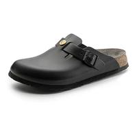 Birkenstock Boston Negro Antiestático Cuero Natural