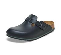 Birkenstock Boston Pro Sandalias de Cuero - Zapatos profesionales certificados de alta calidad para medicina, hostelería y servicio, Negro , 37 EU Schmal