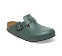 Birkenstock Boston Pro Zapatillas de estar por casa para hombre y mujer, de piel, con certificado EN ISO 20347:2043, para medicina, gastronomía y servicio, Thyme, 43 EU