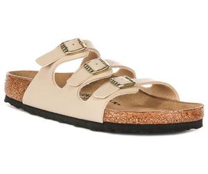 Birkenstock Florida Fresh - Sandalia de piel rosa suave con triple hebilla, beige, 7.5 UK