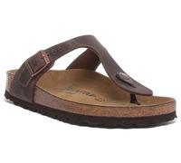 BIRKENSTOCK Gizeh Estilo Tanga Unisex Cuero Hombre Sandalia En Marrón Ru 2-12