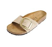 Mules de una correa Madrid Big Buckle Mujer Talla 37. Color Beige