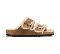 BIRKENSTOCK Mules con doble correa forradas de ante Arizona Fell. Color Marrón oscuro