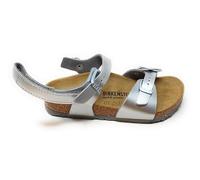 Birkenstock Rio Plain 1031702 plata flor pequeña sandalia hebilla y , de corcho, Silver Electric Metallic Silver, 28 EU Stretta