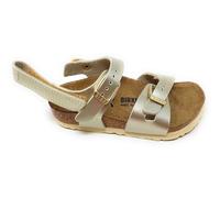Birkenstock Rio Sandalias,Oro metalizado,Correas Ajustables,Suela de Corcho,modelo 1029540 para niñas, dorado, 33 EU Stretta