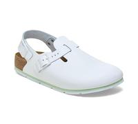 BIRKENSTOCK Tokio Pro - Zuecos de piel unisex de alta calidad para el ocio y el trabajo para medicina, gastronomía y servicio, Blanco, 38 EU