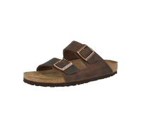 BIRKENSTOCK Mules con doble correa de piel engrasada Arizona. Color Marrón