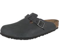 Zuecos negros unisex de cuero engrasado Boston de Birkenstock Negro 46