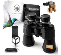 Birkental Prismáticos de 10 x 50 con ajuste de dioptrías - Detector de campo HD, prisma BAK4 y lente FMC, aptos para usar gafas, gran campo de visión e imagen clara para adultos (negro)