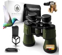 Birkental Prismáticos de 10 x 50 con ajuste de dioptrías - Detector de campo HD, prisma BAK4 y lente FMC, aptos para usar gafas, gran campo de visión e imagen clara para adultos (verde)