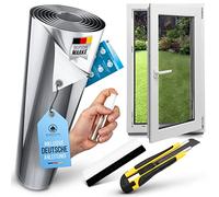 Birkental Protector solar para ventanas interiores o exteriores, protección solar, protección UV, lámina de espejo, lámina de calor, opaca, protección térmica, autoadhesiva (75 x 400 cm)