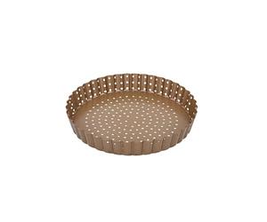 Birkmann 210547 Pan & Seele - Molde pequeño perforado para quiche, tarta y pizza, diámetro de 20 cm, con base de elevación suelta y acero al carbono de color bronce, con revestimiento antiadherente y