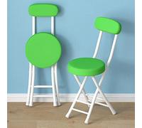 BIRLD Taburete Alto Plegable Sillas De Bar con Respaldo Asiento De Cuero PU, Sillas De Cocina Redondo Desayuno Silla Plegable, Taburetes De Bar Portatil con Reposapiés (Color : Green)