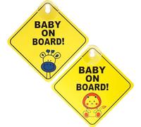 BIRLOZA 2pcs Ventosa Bebé a Bordo Señal de Adhesivo 4.7''x4.7'' Esencial para Coches Adhesivo de Advertencia de Reflexión Reutilizable Señal de Seguridad de Coche Duradera con Ventosas Dobles