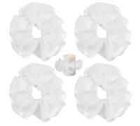 BIRLOZA 4 PCS Velas de Bautizo con Protección contra Goteo, Captador de Lágrimas de Tul, Decoración para Velas de Comunión o Bodas (Tul Blanco)