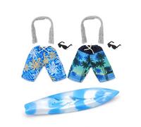 BIRLOZA 7 Piezas Ropa y Accesorios Compatible con Muñeco Ken, 2 Camisetas + 2 Pantalones + 2 Gafas + Tabla de Surf, Apto para Muñeco de 12 Pulgadas