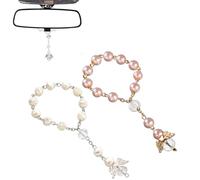 BIRLOZA Mrltau Rosario para coche con ángel de la guarda,colgante para espejo retrovisor,ángel guardián,decoración interior del coche,colgante de espejo de la suerte,accesorio para coche