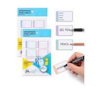 BIRLOZA Pack de 48 Etiquetas Adhesivas Resistentes e Impermeables para Ropa de Niños, Lavables y Duraderas (33 mm x 22 mm) (Blanco)