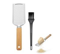 BIRLOZA Rallador Zester de Acero Inoxidable con Mango de Madera de Haya Práctico Fino con Superficie Afilada para Queso Parmesano, Cáscara de Limón, Chocolate, Quesos Duros y Más la Cocina (Plata)