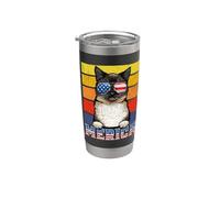 Birman Cat 4th Of July Merica American Mericat Cats Lovers Vaso térmico de acero inoxidable de doble pared