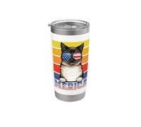 Birman Cat 4th Of July Merica American Mericat Cats Lovers Vaso térmico de acero inoxidable de doble pared