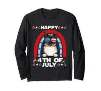 Birman Cat Happy 4th of July Patriotic American Cats Lovers Manga Larga