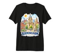 Birmingham Inglaterra Skyline Lindo Recuerdo de Viaje Europa Camiseta Premium