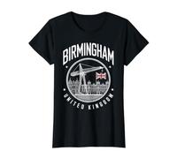 Birmingham Reino Unido Ciudad de Viajes Camiseta gráfica económica, Mujer, Negro, XL