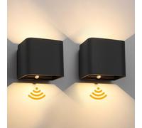 Birnetek® 2 Piezas Lámparas LED de Pared con Sensor de Movimiento, Lámpara de Pared Inalámbrica Recargable, Negro Lamparas Sin Cables para Escalera, Pasillos, GaleríAs, Dormitorio (Negro)