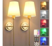 Birnetek Lampara pared Sin Cable, E27 Aplique pared Interior, 6000mAh Apliques Sin Cable Batteria Regulable, Lamparas Inalambricas con Mando a Distancia, para Salón, Dormitorio, 2 Piezas