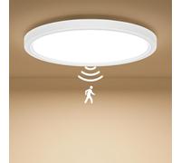 Birnetek® Lampara Techo con Sensor de Movimiento, 18W 1800LM Plafon LED con Sensor de Movimiento Por Radar, 3000K, 4000K, 6500K, 22cm Lámpara de Techo para Pasillo, Escaleras, Garaje