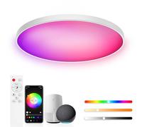 Birnetek® Lampara Techo LED 30W, Plafon RGB Redondo 2700K-6500K, Regulable, Compatible con Alexa, Control APP, Mando a Distancia, para Dormitorio, Salon, Cocina
